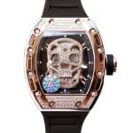 Richard Mille RM052 Mechanical Men Watch Rose Gold Skull Dial