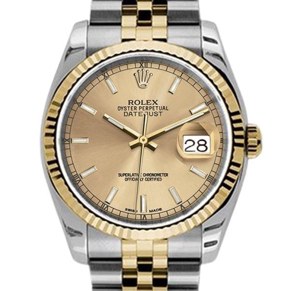 Rolex Datejust 116233-CSJ 36MM Champagne Dial Silver-tone Case