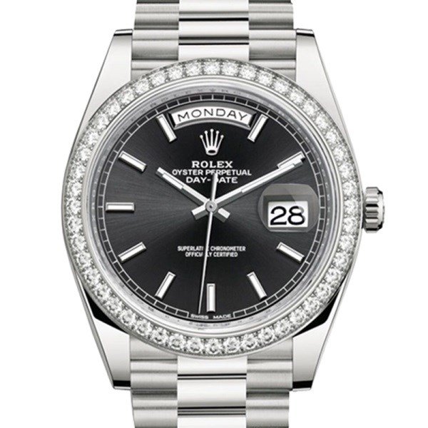 Rolex Day-Date 228349BKSP 40MM Black Dial Silver-tone Case