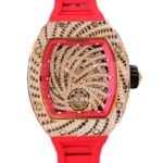 Richard Mille RM51-02 Ladies Mechanical Diamond Bezel Diamond Paved Dial Rubber Band