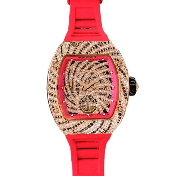 Richard Mille RM51-02 Ladies Mechanical Diamond Bezel Diamond Paved Dial Rubber Band - Image 2