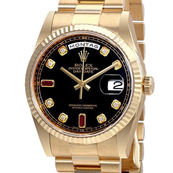 Rolex Day-Date 118238BKDRP 36MM Black Dial Yellow Gold-tone Case