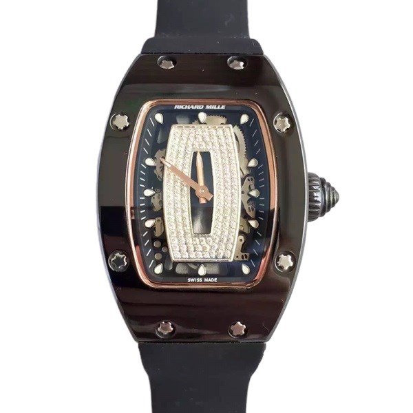 Richard Mille RM07-01 Automatic Ladies Black With Diamonds Dial Ceramics Bezel Watch