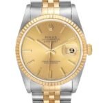 Rolex Datejust 16233CSJ 36MM Gold Dial Silver-tone Case