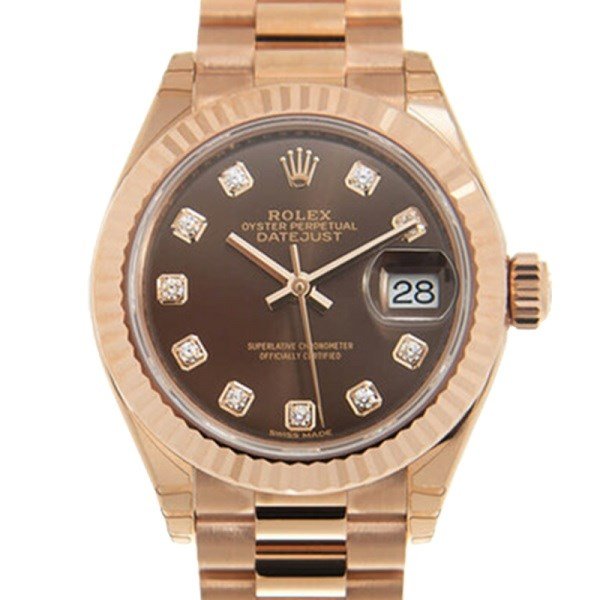 Rolex Datejust m279175-0016 28MM Chocolate Dial Rose Gold-tone Case