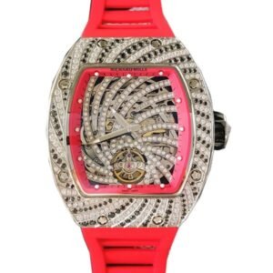 Richard Mille RM51-02 Ladies Mechanical Diamond Bezel Rubber Band Diamond Paved Dial