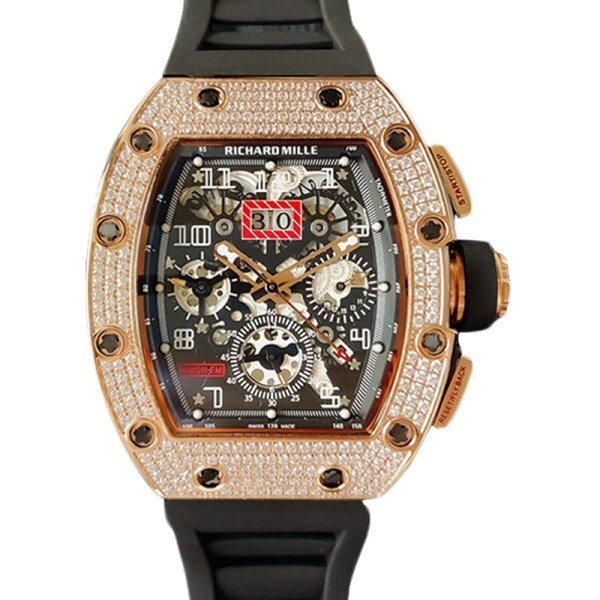Richard Mille RM011 Mechanical Men Watch Rubber Band Diamond Bezel