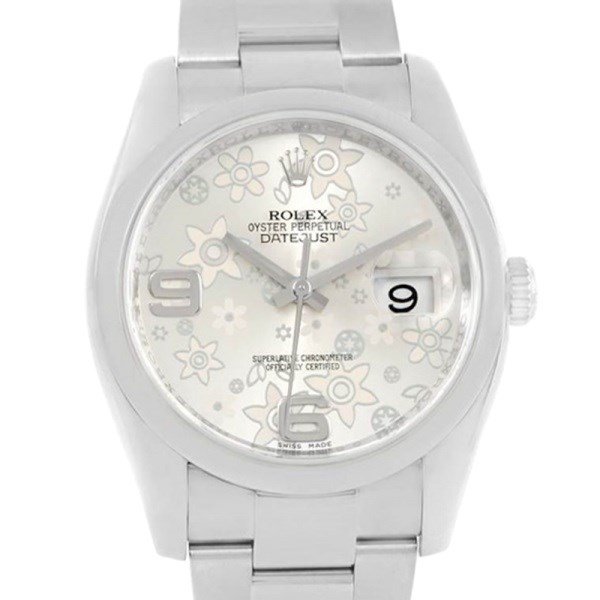 Rolex Datejust 116200SFAO 36MM Silver Floral Dial Silver-tone Case