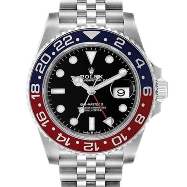 Rolex Gmt Master Ii m126710blro-0002 40MM Black Dial Silver-tone Case