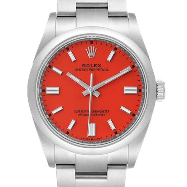 Rolex Oyster Perpetual m126000-0007 36MM Coral Red Dial Silver-tone Case