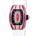 Richard Mille RM 07-01 Ladies Automatic Stainless Steel Red With Diamonds Dial Rubber Band
