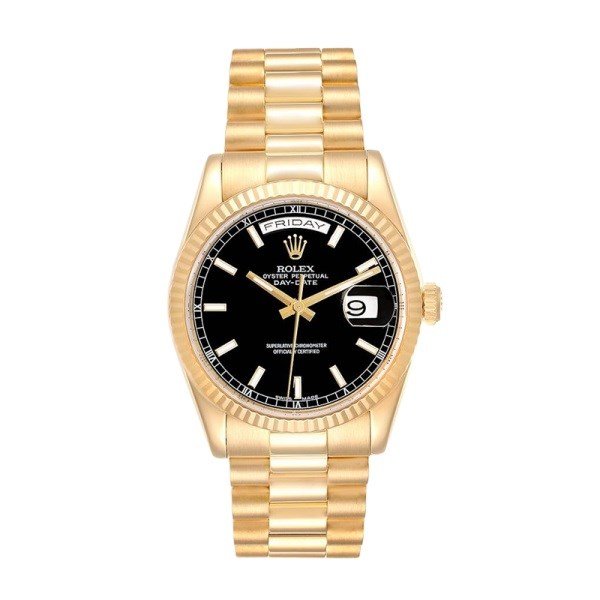 Rolex Day-Date 118238BKSP 36MM Black Dial Yellow Gold-tone Case - Image 2