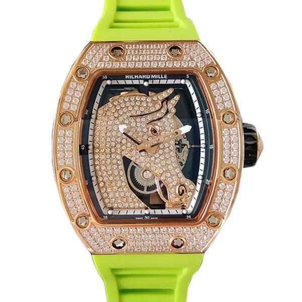 Richard Mille RM52-02 Mechanical Men Watch Rubber Band Diamond Bezel