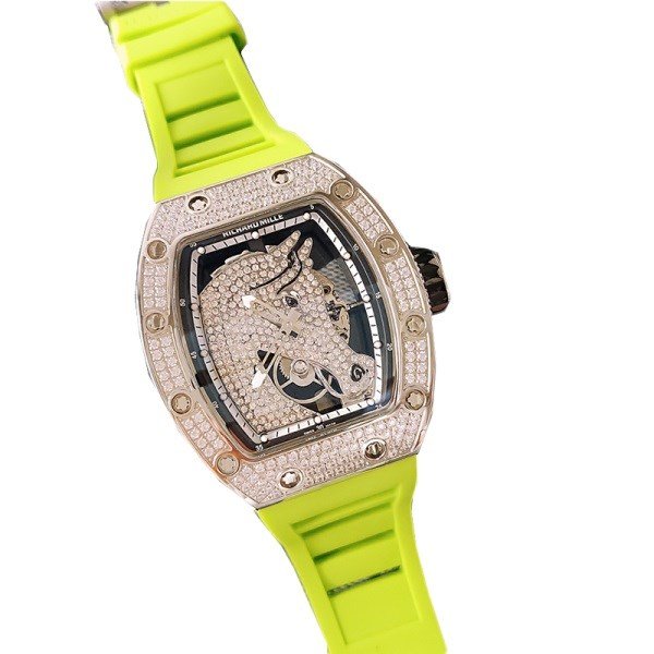 Richard Mille RM52-02 Mechanical Men Watch Rubber Band Diamond Bezel - Image 4