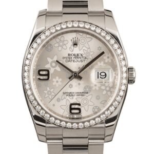 Rolex Datejust 116244SFAO 36MM Silver Floral Dial Silver-tone Case