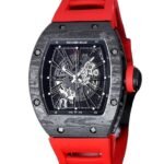 Richard Mille RM 010 Men Automatic Carbon Fiber Transparent Dial Rubber Band