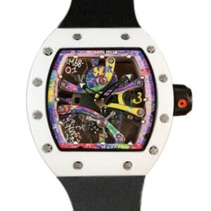 Richard Mille RM68-01 Hand Wind Men Ceramics Bezel Rubber Band Transparent Dial