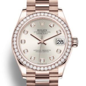 Rolex Datejust m278285rbr-0030 31MM Silver Dial Rose Gold-tone Case