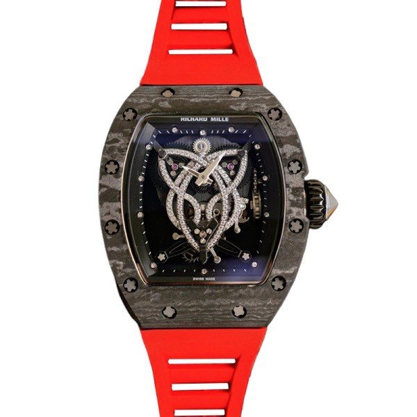 Richard Mille RM019 Men Hand Wind Watch Rubber Band Black With Diamonds Dial - Image 2